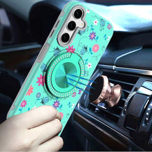 For Samsung A16 5G Case Printed Design Magnetic Bling Ring Stand +Tempered Glass