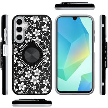 For Samsung A16 5G Case Printed Design Magnetic Bling Ring Stand +Tempered Glass