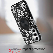 For Samsung A16 5G Case Printed Design Magnetic Bling Ring Stand +Tempered Glass