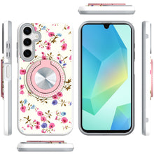 For Samsung A16 5G Case Printed Design Magnetic Bling Ring Stand +Tempered Glass
