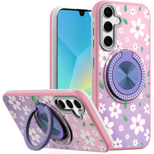 For Samsung A16 5G Case Printed Design Magnetic Bling Ring Stand +Tempered Glass