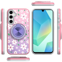 For Samsung A16 5G Case Printed Design Magnetic Bling Ring Stand +Tempered Glass