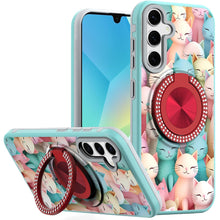 For Samsung A16 5G Case Printed Design Magnetic Bling Ring Stand +Tempered Glass