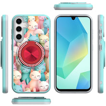 For Samsung A16 5G Case Printed Design Magnetic Bling Ring Stand +Tempered Glass