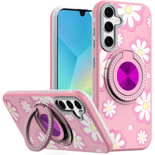 For Samsung A16 5G Case Printed Design Magnetic Bling Ring Stand +Tempered Glass