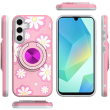 For Samsung A16 5G Case Printed Design Magnetic Bling Ring Stand +Tempered Glass