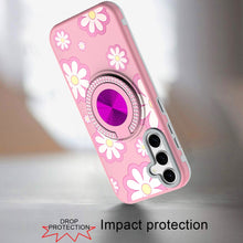 For Samsung A16 5G Case Printed Design Magnetic Bling Ring Stand +Tempered Glass