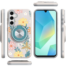 For Samsung A16 5G Case Printed Design Magnetic Bling Ring Stand +Tempered Glass