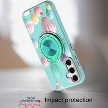 For Samsung A16 5G Case Printed Design Magnetic Bling Ring Stand +Tempered Glass