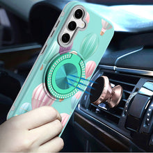 For Samsung A16 5G Case Printed Design Magnetic Bling Ring Stand +Tempered Glass