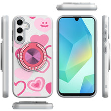For Samsung A16 5G Case Printed Design Magnetic Bling Ring Stand +Tempered Glass