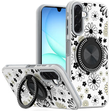 For Samsung A17 5G Case Printed Magnetic Bling Ring Stand Cover + Tempered Glass