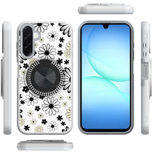 For Samsung A17 5G Case Printed Magnetic Bling Ring Stand Cover + Tempered Glass