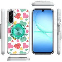 For Samsung A17 5G Case Printed Magnetic Bling Ring Stand Cover + Tempered Glass