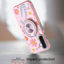For Samsung A17 5G Case Printed Magnetic Bling Ring Stand Cover + Tempered Glass