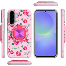 For Samsung A36 Case Printed Design Magnetic Bling Ring Stand + Tempered Glass