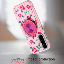 For Samsung A36 Case Printed Design Magnetic Bling Ring Stand + Tempered Glass
