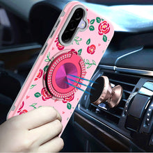 For Samsung A36 Case Printed Design Magnetic Bling Ring Stand + Tempered Glass