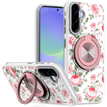 For Samsung A36 Case Printed Design Magnetic Bling Ring Stand + Tempered Glass