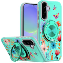 For Samsung A36 Case Printed Design Magnetic Bling Ring Stand + Tempered Glass