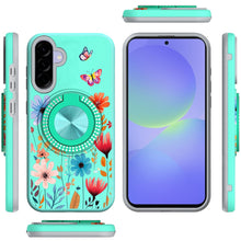 For Samsung A36 Case Printed Design Magnetic Bling Ring Stand + Tempered Glass