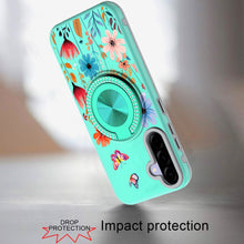For Samsung A36 Case Printed Design Magnetic Bling Ring Stand + Tempered Glass