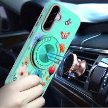 For Samsung A36 Case Printed Design Magnetic Bling Ring Stand + Tempered Glass