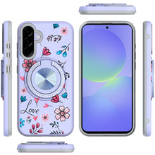 For Samsung A36 Case Printed Design Magnetic Bling Ring Stand + Tempered Glass