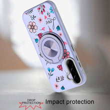 For Samsung A36 Case Printed Design Magnetic Bling Ring Stand + Tempered Glass