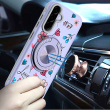For Samsung A36 Case Printed Design Magnetic Bling Ring Stand + Tempered Glass