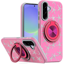 For Samsung A36 Case Printed Design Magnetic Bling Ring Stand + Tempered Glass