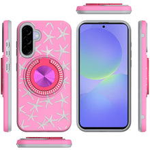 For Samsung A36 Case Printed Design Magnetic Bling Ring Stand + Tempered Glass