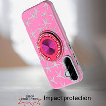 For Samsung A36 Case Printed Design Magnetic Bling Ring Stand + Tempered Glass