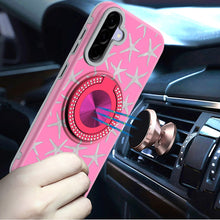 For Samsung A36 Case Printed Design Magnetic Bling Ring Stand + Tempered Glass