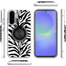 For Samsung A36 Case Printed Design Magnetic Bling Ring Stand + Tempered Glass