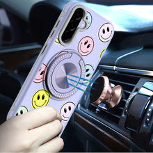 For Samsung A36 Case Printed Design Magnetic Bling Ring Stand + Tempered Glass