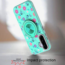 For Samsung A36 Case Printed Design Magnetic Bling Ring Stand + Tempered Glass