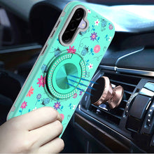 For Samsung A36 Case Printed Design Magnetic Bling Ring Stand + Tempered Glass