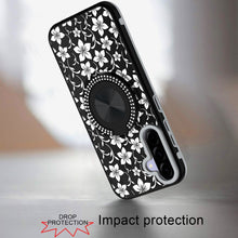For Samsung A36 Case Printed Design Magnetic Bling Ring Stand + Tempered Glass