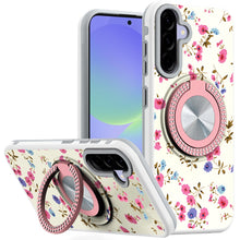 For Samsung A36 Case Printed Design Magnetic Bling Ring Stand + Tempered Glass