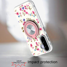 For Samsung A36 Case Printed Design Magnetic Bling Ring Stand + Tempered Glass