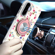 For Samsung A36 Case Printed Design Magnetic Bling Ring Stand + Tempered Glass