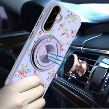 For Samsung A36 Case Printed Design Magnetic Bling Ring Stand + Tempered Glass