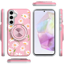 For Samsung A36 Case Printed Design Magnetic Bling Ring Stand + Tempered Glass