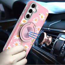 For Samsung A36 Case Printed Design Magnetic Bling Ring Stand + Tempered Glass