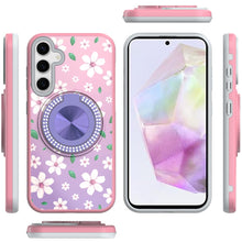 For Samsung A36 Case Printed Design Magnetic Bling Ring Stand + Tempered Glass