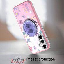 For Samsung A36 Case Printed Design Magnetic Bling Ring Stand + Tempered Glass