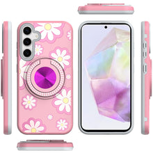 For Samsung A36 Case Printed Design Magnetic Bling Ring Stand + Tempered Glass