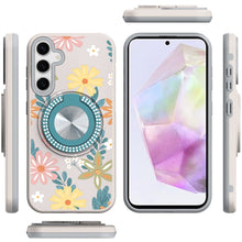 For Samsung A36 Case Printed Design Magnetic Bling Ring Stand + Tempered Glass