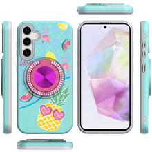 For Samsung A36 Case Printed Design Magnetic Bling Ring Stand + Tempered Glass